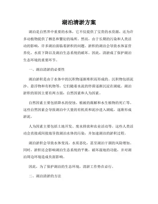 湖泊清淤方案