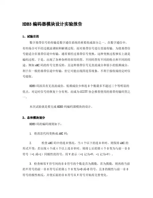 HDB3编码实验报告