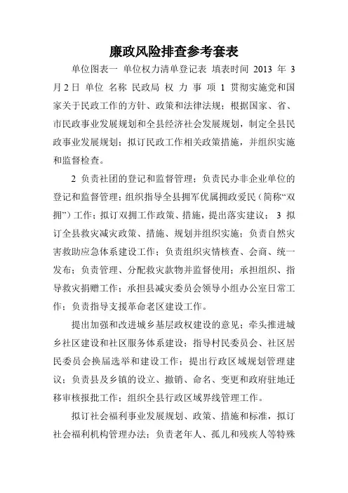 廉政风险排查参考套表.doc