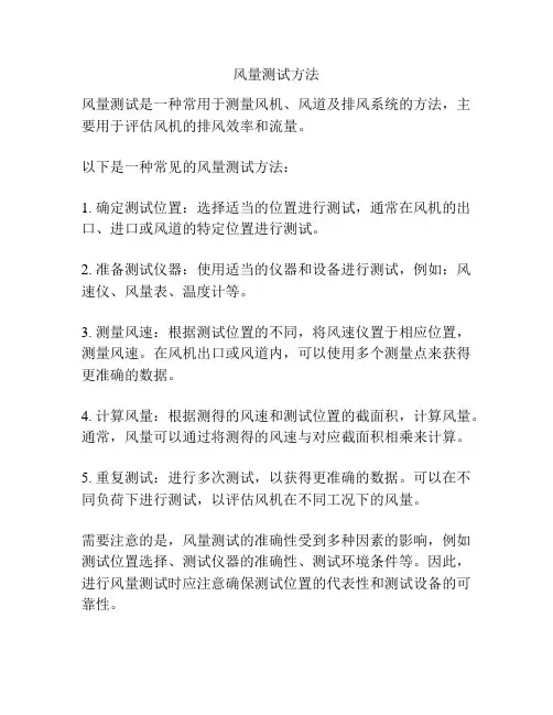 风量测试方法