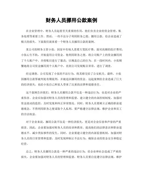 财务人员挪用公款案例