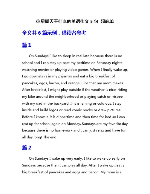 你星期天干什么的英语作文5句 超简单