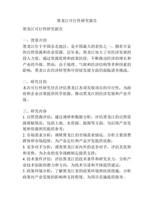 黑龙江可行性研究报告