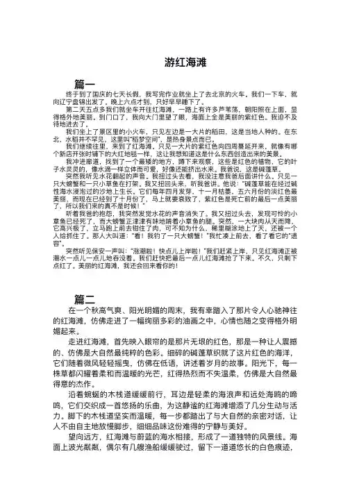 红海滩的作文350字