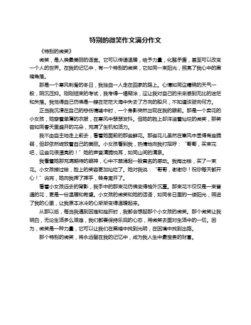 特别的微笑作文满分作文