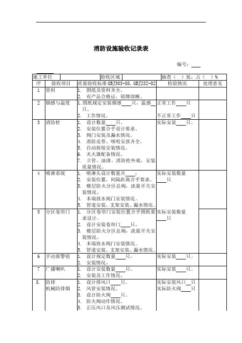 消防设施验收记录表