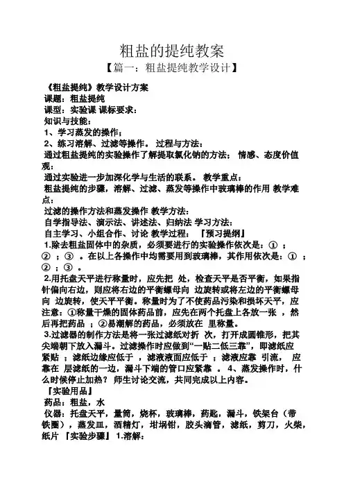 粗盐的提纯教案