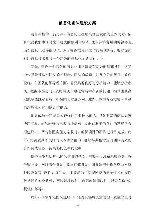 信息化团队建设方案