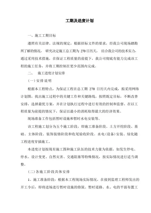 工期及进度计划
