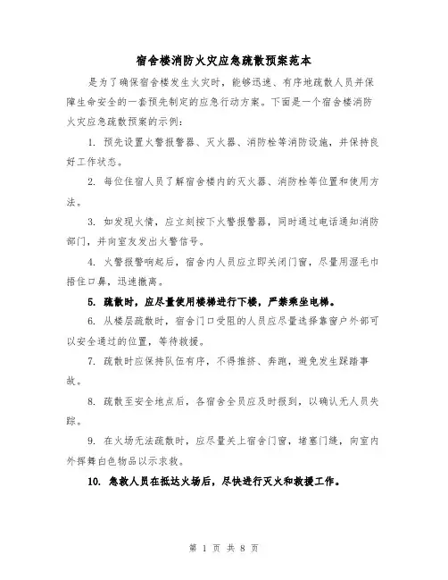宿舍楼消防火灾应急疏散预案范本(四篇)