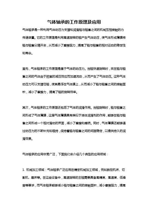 气体轴承的工作原理及应用