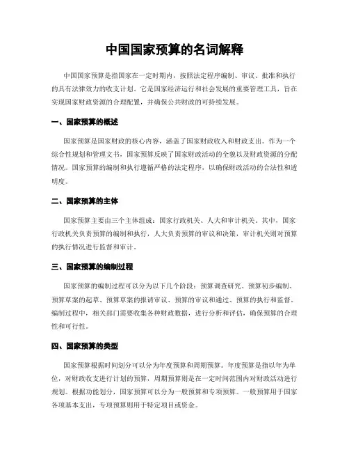 中国国家预算的名词解释