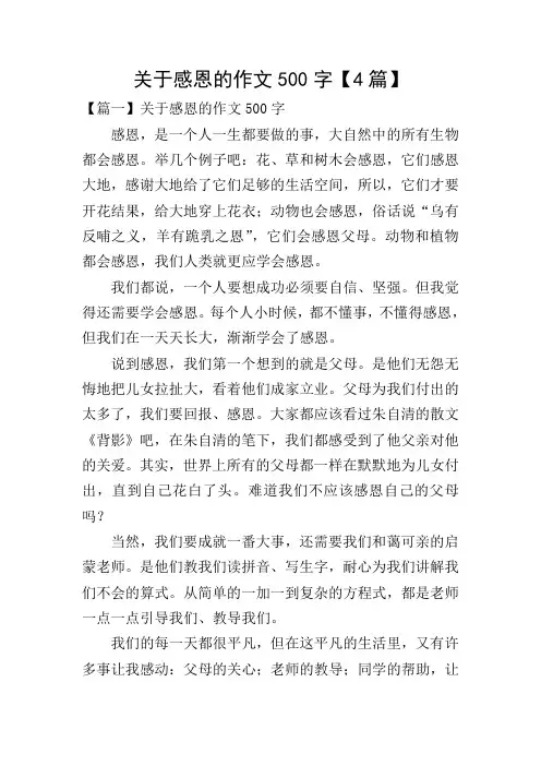 关于感恩的作文500字【4篇】