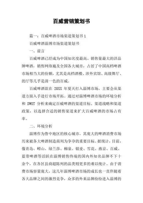 百威营销策划书