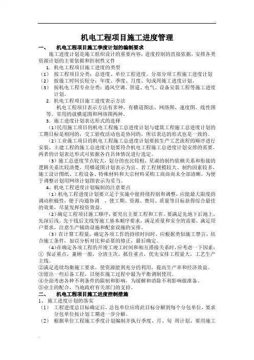 机电工程项目进度管理