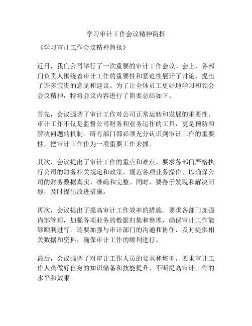 学习审计工作会议精神简报