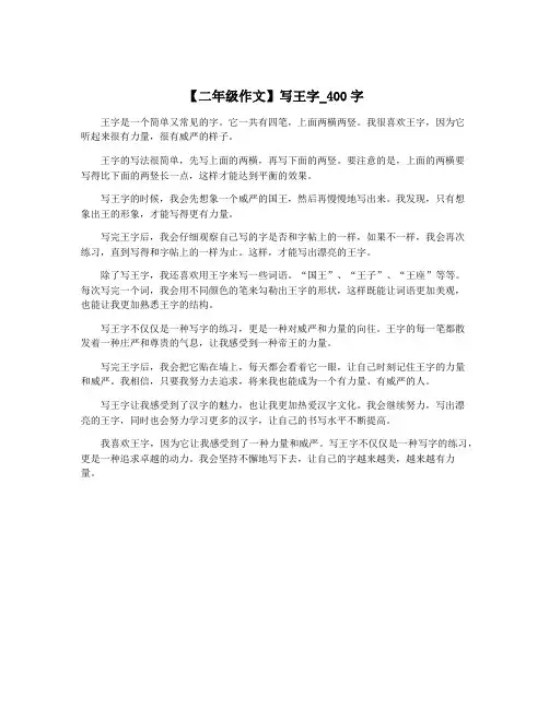 【二年级作文】写王字_400字
