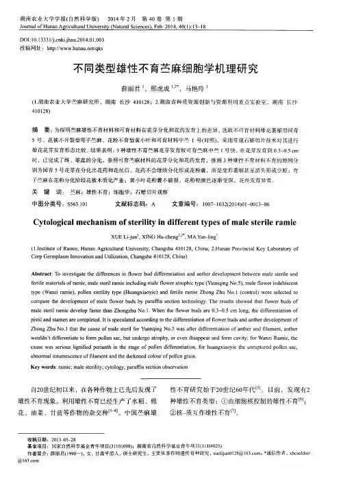 不同类型雄性不育苎麻细胞学机理研究