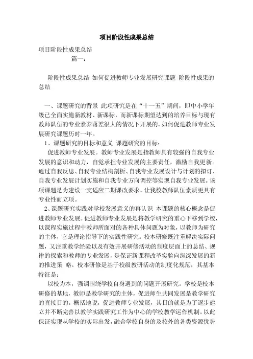 项目阶段性成果总结