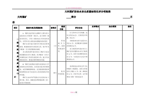防治水质量标准化评分表