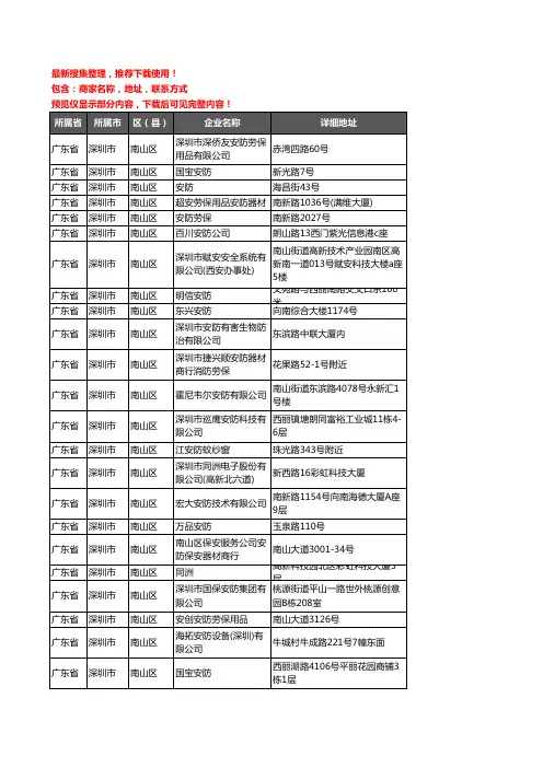 新版广东省深圳市南山区安防企业公司商家户名录单联系方式地址大全28家