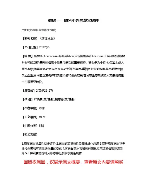 槭树——驰名中外的观赏树种