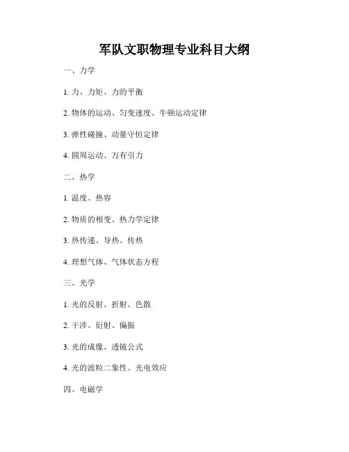 军队文职物理专业科目大纲