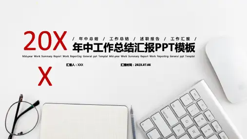 动态简约年中总结工作汇报通用PPT模板