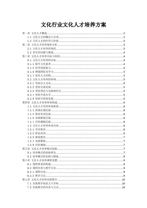 文化行业文化人才培养方案