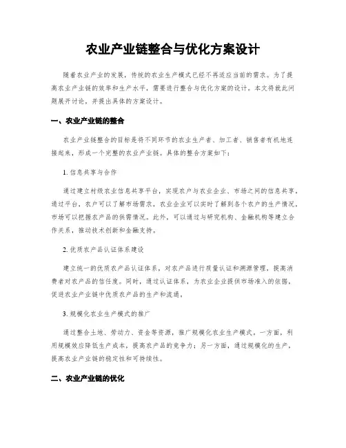 农业产业链整合与优化方案设计