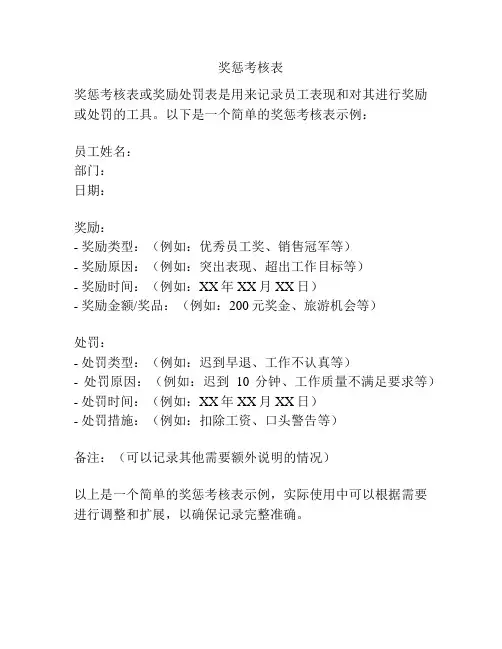 奖惩考核表