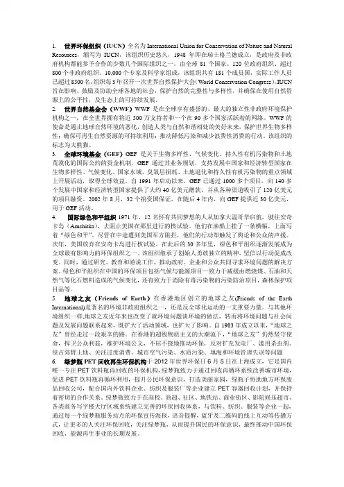 环保组织有哪些及相关介绍