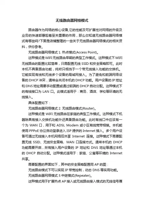 无线路由器网络模式