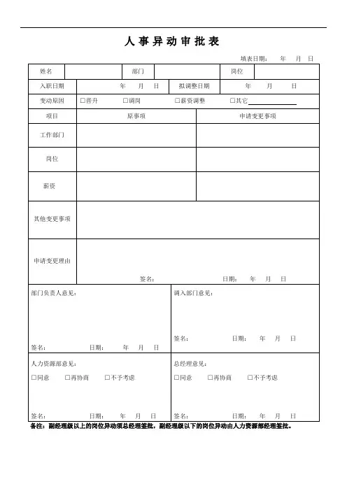 异动单(晋升、调岗、薪资调整)