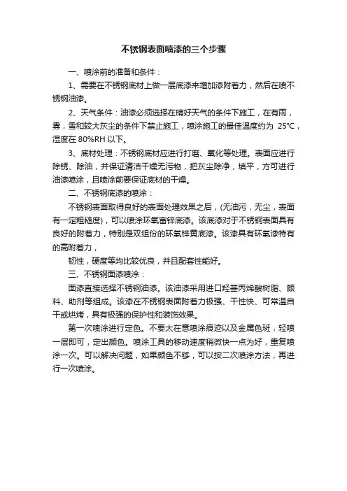 不锈钢表面喷漆的三个步骤