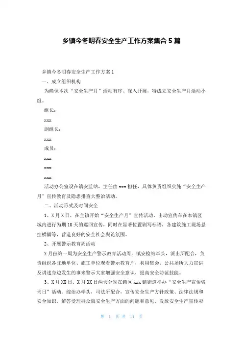 乡镇今冬明春安全生产工作方案集合5篇
