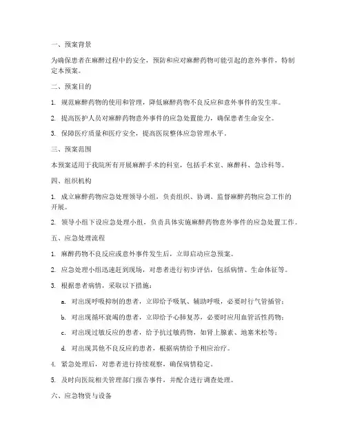 麻醉药物应急预案