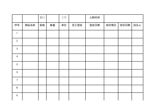 员工物品个人领用登记表 2