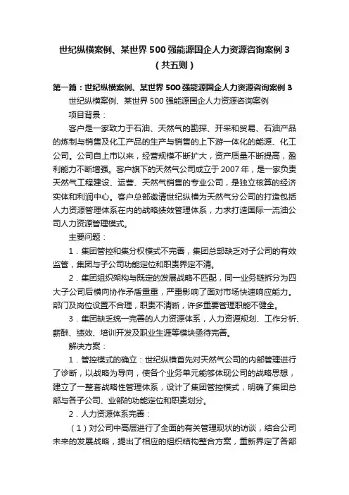 世纪纵横案例、某世界500强能源国企人力资源咨询案例3（共五则）