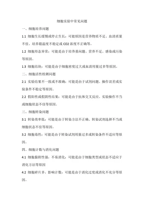 细胞实验中常见问题