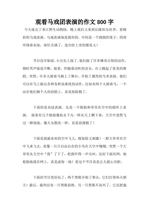 观看马戏团表演的作文800字