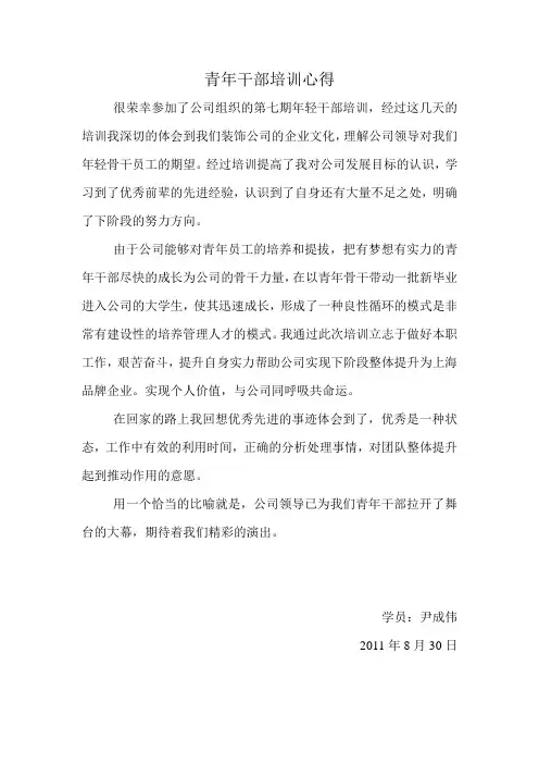 青年干部培训心得