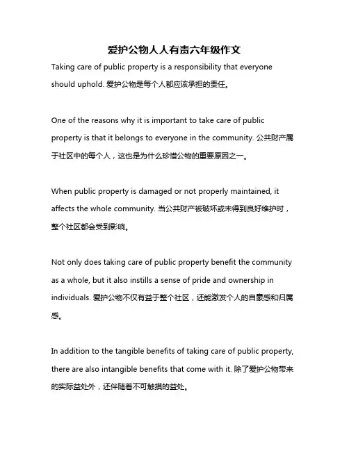 爱护公物人人有责六年级作文