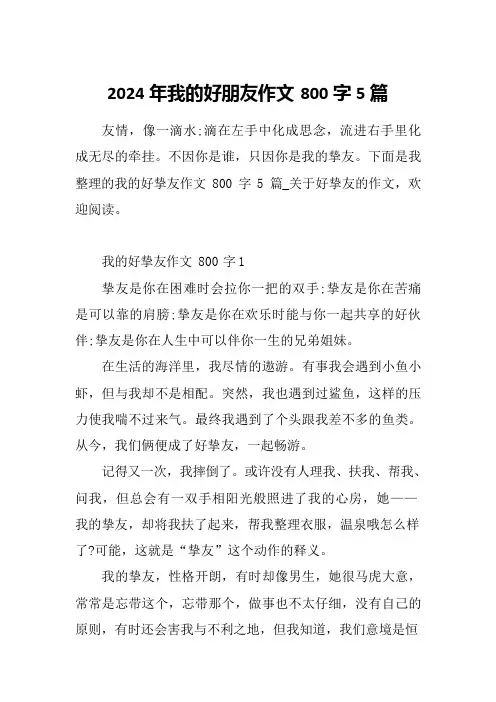2024年我的好朋友作文800字5篇