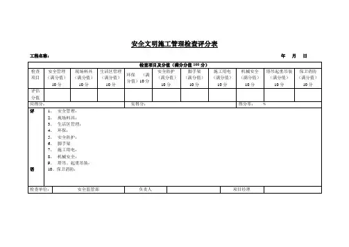 安全文明综合施工管理检查评分表