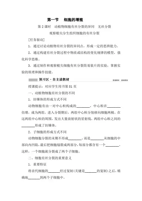 细胞增殖第二课时学案(含答案)