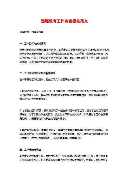 远程教育工作自查报告范文 (2)
