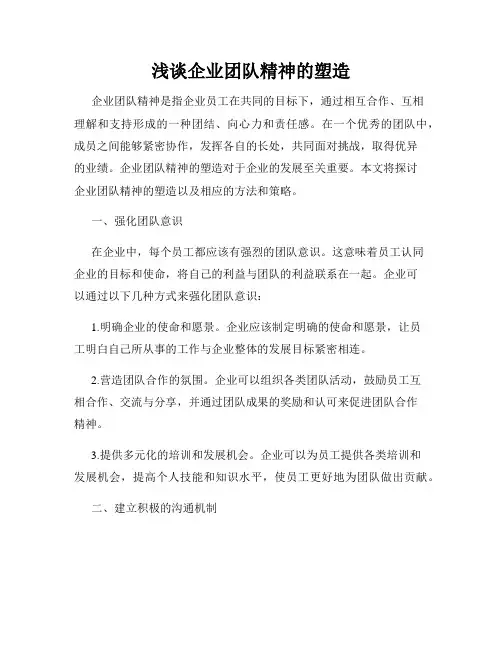 浅谈企业团队精神的塑造