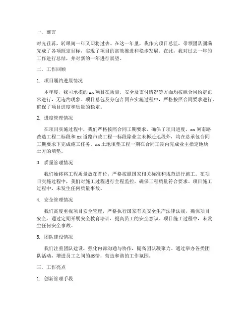项目总监的年终总结报告