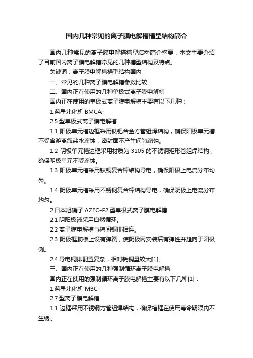 国内几种常见的离子膜电解槽槽型结构简介